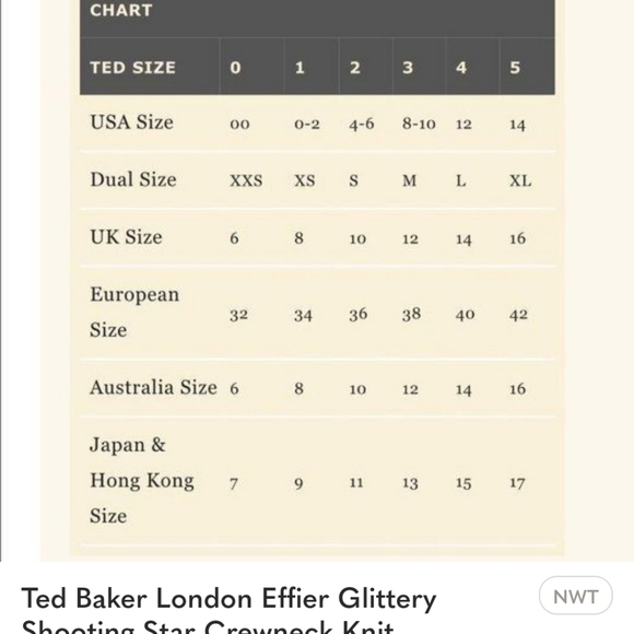 TED BAKER Throwback 70s Navy Wool Cashmere Metallic Shooting Star Sweater. 4-6 - Picture 13 of 14